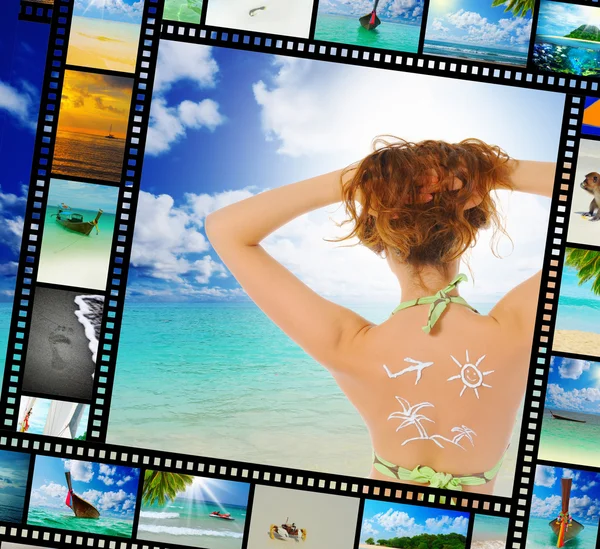 Film strip with beautiful holiday pictures — Stock Photo, Image