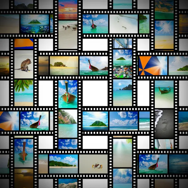 Filmový pás s fotografií z krásné dovolené — Stock fotografie