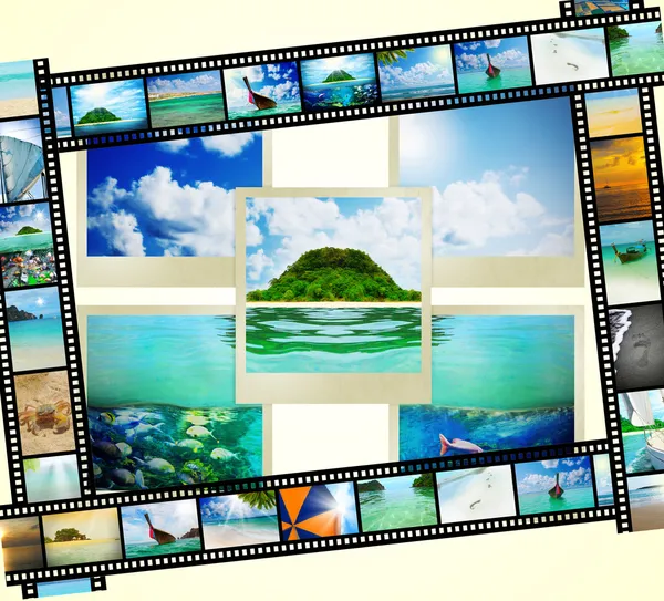 Film strip with beautiful holiday pictures — Stock Photo, Image