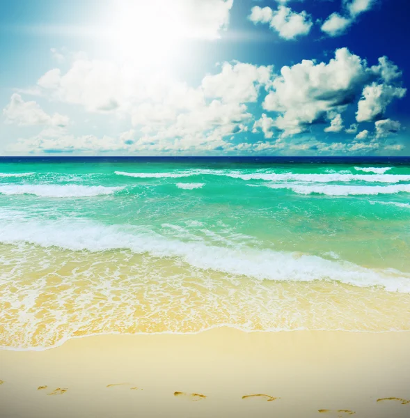 Plage tropicale ensoleillée sur l'île — Photo