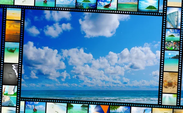 Film strip with beautiful holiday pictures — Stock Photo, Image