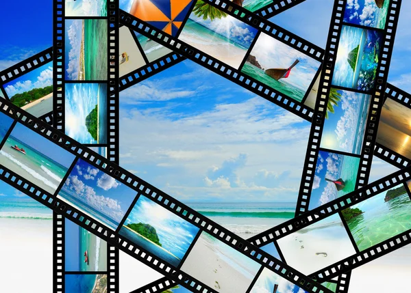 Striscia di film con belle foto delle vacanze — Foto Stock