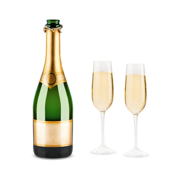 Geopende fles Champagne — Stockfoto