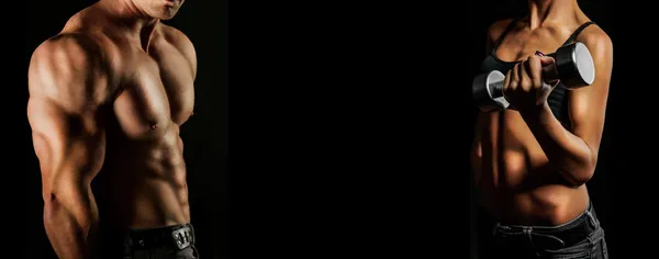 vücut geliştirme. erkek ve kadın