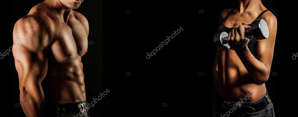 Bodybuilding. Man and woman — Stock Image Bodybuilding. Man and woman Stock Image
