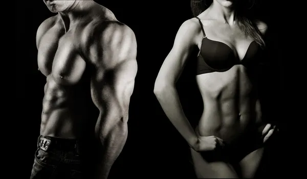 Bodybuilding. man en vrouw Stockfoto