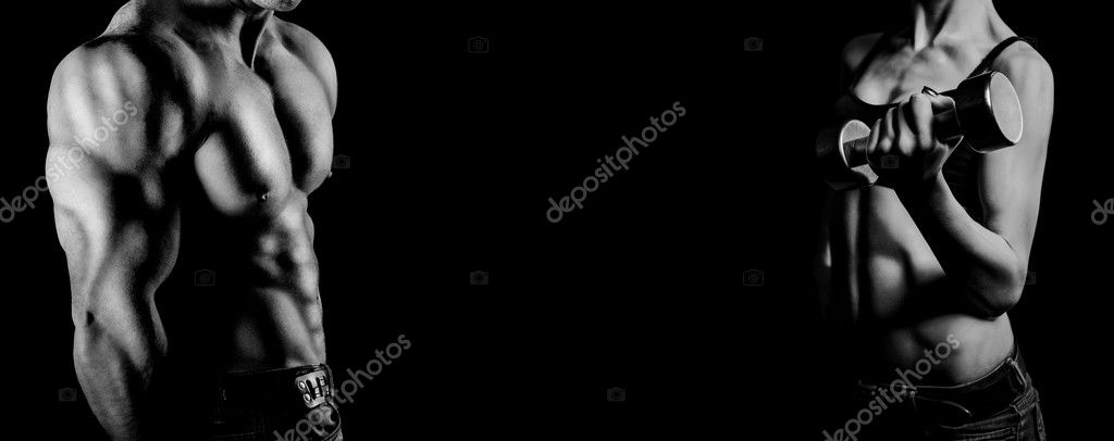 Bodybuilding. Man and woman — Stock Image Bodybuilding. Man and woman Stock Picture