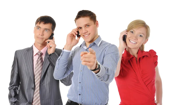 Imagem de homem e mulher com telefones celulares — Fotografia de Stock