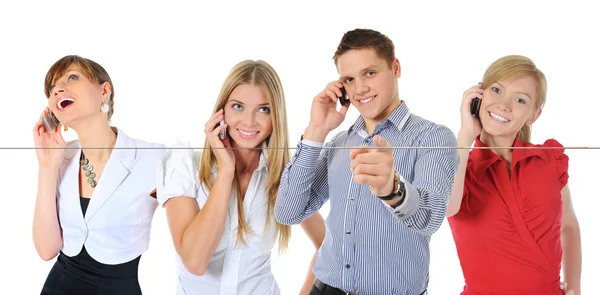 Foto de hombre y mujer con teléfonos celulares — Foto de Stock