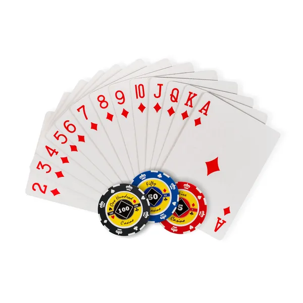 Fichas de poker Jugando cartas — Foto de Stock