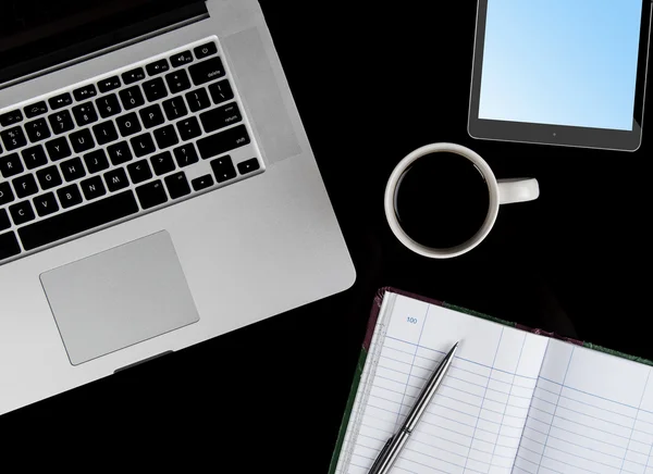 Coffee cup and laptop for business. — Stock Photo, Image