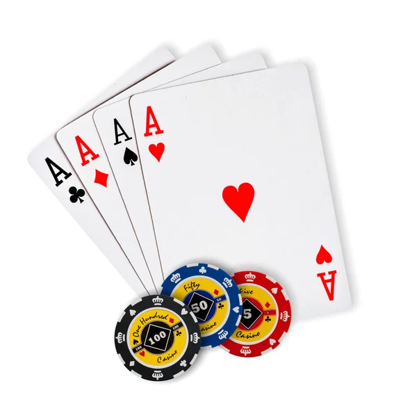 Покерні чіпи Відтворення карт — стокове фото