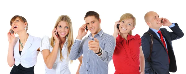 Picture of man and woman with cell phones — Stock Photo, Image