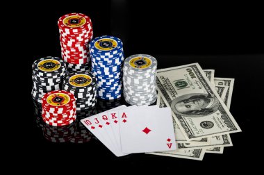 iskambil ve dolar Poker fişleri