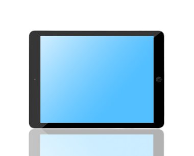 bilgisayar tablet ile boş bir mavi ekran.