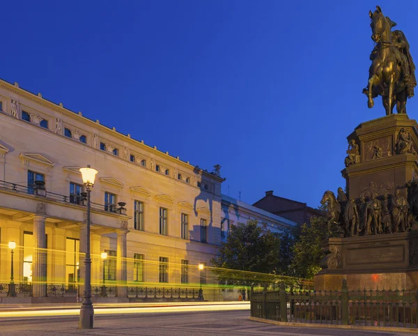 Berlin - Old Palace at Night with Frederick Monument — Stock Photo, Image