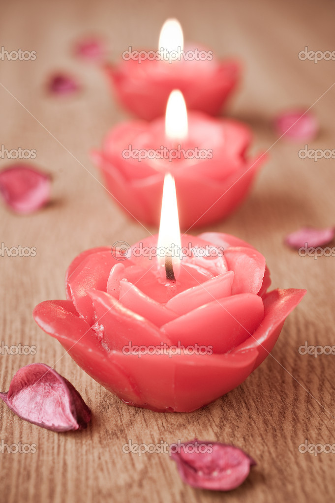 Candles and flower petals — Stock Photo © rozmarina 16819093