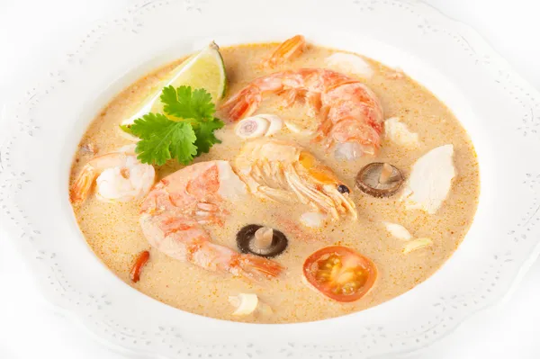 Tom Yam soup with coconut milk — Stock Image Tom Yam soup with coconut milk Stock Photo