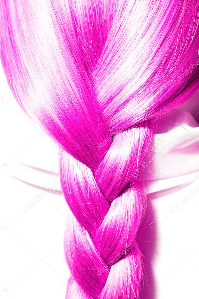 Pink hair plaits