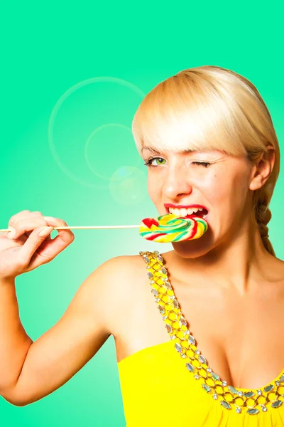Blonde with lollipop — Stock Photo, Image