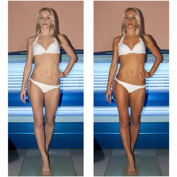 solaryumda güneşlenme kadın