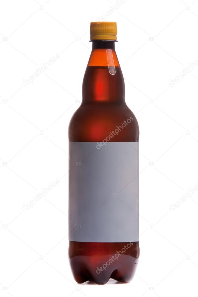 Bottle of beer with blank label isolated on white background