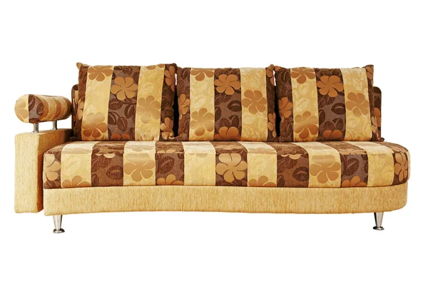 Beige brun soffa isolerad på vit bakgrund — Stockfoto