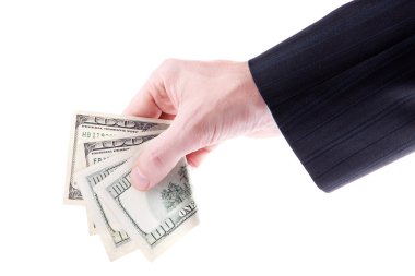 Bir işadamı el yüz dolar ile