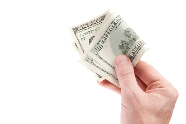 Een zakenman hand met een honderd dollar — Stockfoto