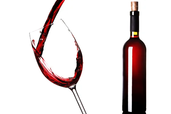 Glass and a bottle of red wine — Stock Photo, Image