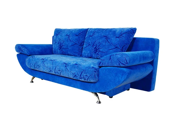 Blaue Couch isoliert auf weißem Hintergrund — Stockfoto