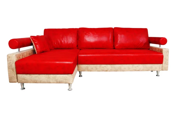 Zeer mooie rode sofa geïsoleerd op witte achtergrond — Stockfoto
