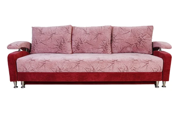 Fialové sofa na bílém pozadí — Stock fotografie