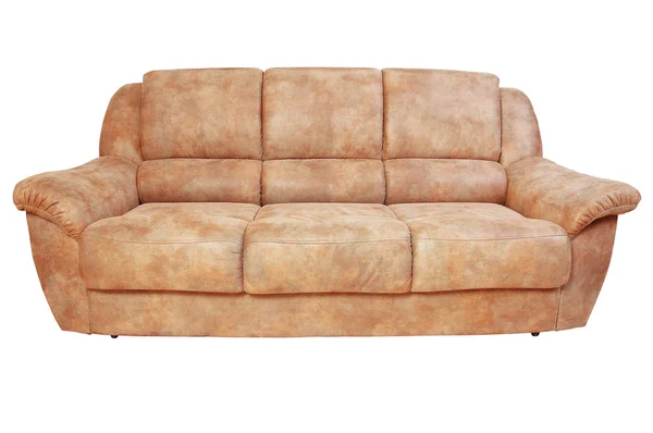 Bőr kanapé barna színű, fehér háttér — Stock Fotó