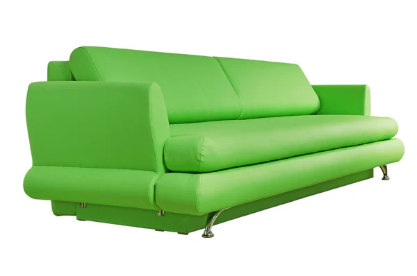 Grünes Sofa isoliert auf weißem Hintergrund — Stockfoto