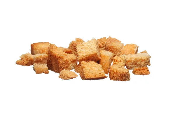 Dipanggang croutons pada latar belakang putih — Stok Foto