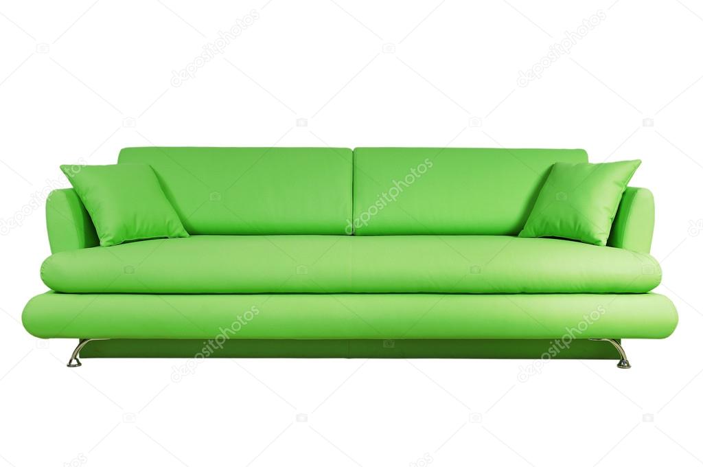 Green sofa isolated on white background