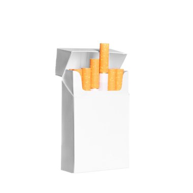 Beyaz arka planda izole edilmiş sigara paketleri