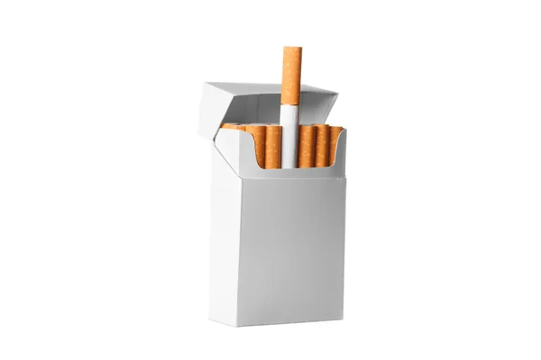 Συσκευασία τσιγάρων που απομονώνονται σε λευκό φόντο — Φωτογραφία Αρχείου