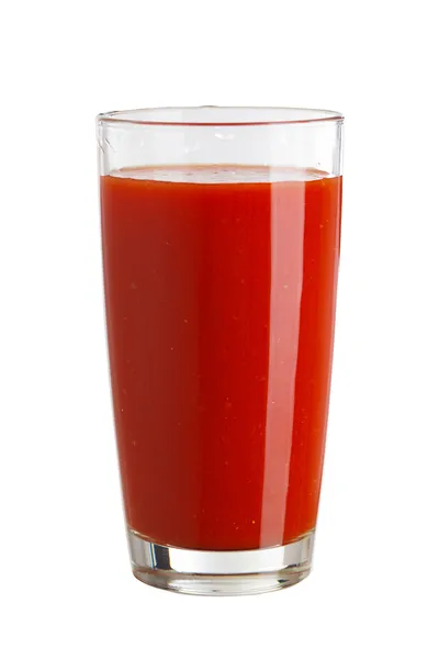 Ντομάτα χυμό σε ένα ποτήρι που απομονώνονται σε λευκό φόντο — Φωτογραφία Αρχείου