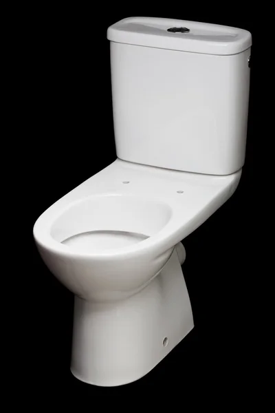 Vita keramiska toalett isolerad på svart bakgrund — Stockfoto