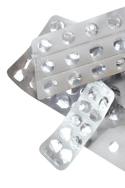 Tom förpackning från tabletter isolerad på vit bakgrund — Stockfoto