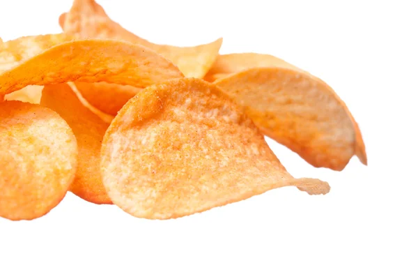 Potatischips på vit bakgrund — Stockfoto