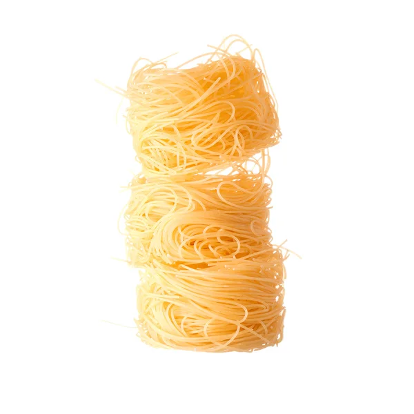 Italian egg pasta nest isolated on white background — Stock Photo, Image