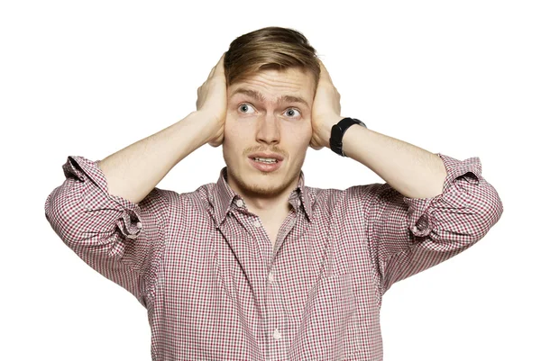 Young man against a white background — Stock Photo, Image