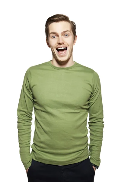 Young man against a white background — Stock Photo, Image