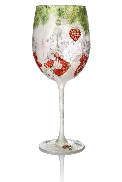 Découpage de Noël sur le verre à vin — Photo