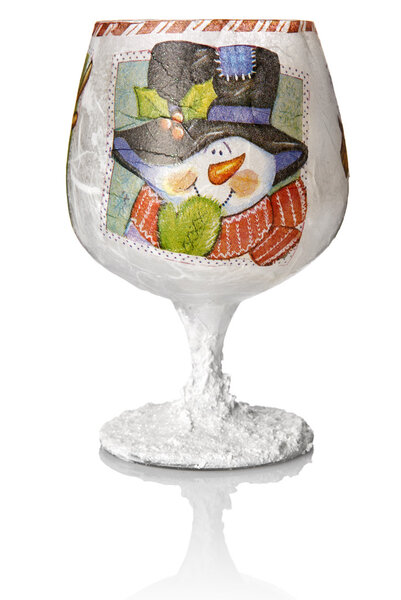 Christmas Decoupage On The Wine Glass