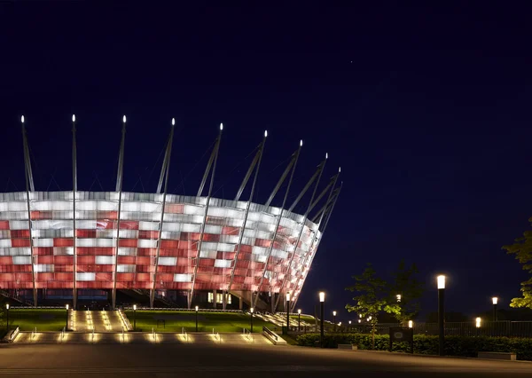 Stade de football la nuit — Photo