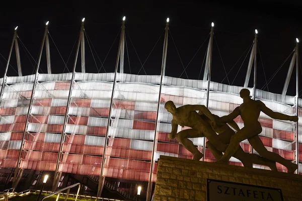 Stade de football la nuit — Photo